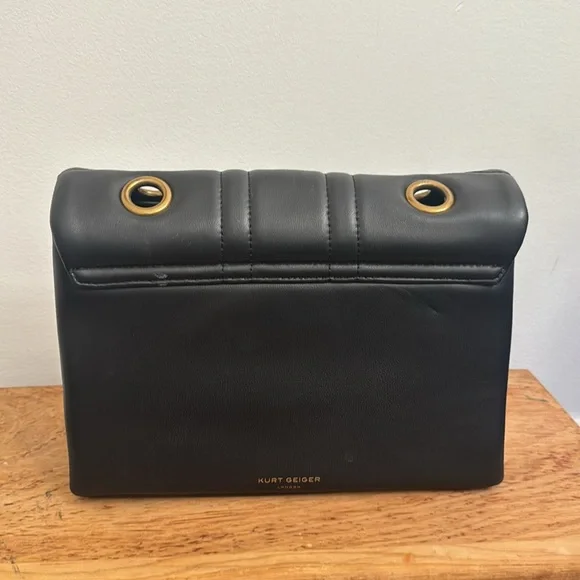 Kurt Geiger London Medium Kensington Union Jack Black Leather Bag - Picture 3 of 7